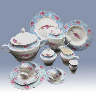 China Chaozhou factory new design 56 pieces arcopal dinner sets bone china dinner set viable custom elegant turkey for sale