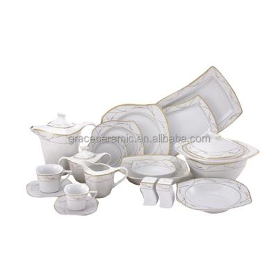 China Viable Dinner Dishes Set 66pcs Luxury Ceramic Porcelain Dinner Set For 12 Person for sale