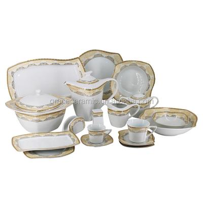 China Viable Custom Design 47 Piece Pakistani Fine Bone China Bone China Dinnerware Set 125 Dinner Set for sale