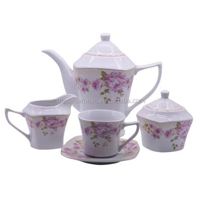 China New Design 24pcs Viable Royal Porcelain Tea Set 17pcs Vintage Turkish Tea And Coffee Set for sale