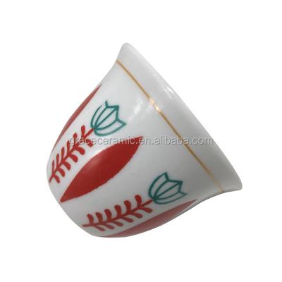 China Hot sale 12 pcs design 80cc porcelain sustainable classic arabic dubai cawa ceramic cups sets for sale