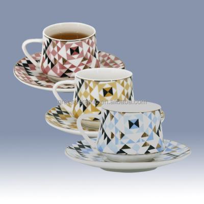 China Cups And Saucers 90ml Viable Modern Ceramic Bone China Tea Cups And Saucers Arab Coffee Cup And Saucer Modern Viable Porcelain Small for sale