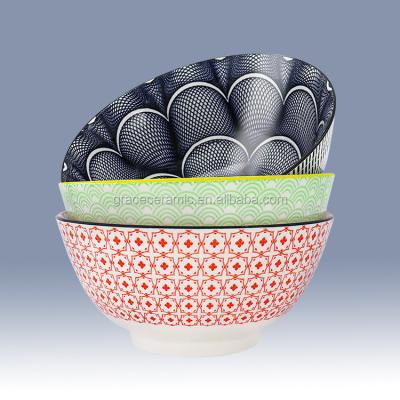 China Viable Hot Selling Ceramic Japanese Porcelain Noodle Bowl Salad Soup Ramen Bowl for sale