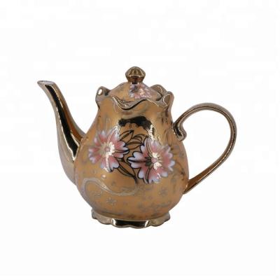 China Cheap viable antique arabic gold color ceramic coffee pot metal teapot for sale