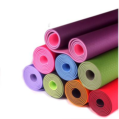 China YOGA Eco Friendly Non Slip Double Layer Tape Yoga Mat, Yoga Pilates 6MM Textured Non Slip Outdoor Yoga Mats for sale