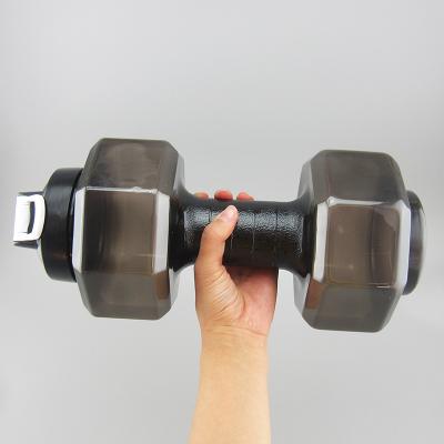 China Custom Large Capacity 2.2L Sports PET Plastic Hex Dumbbells Shape Sports Water Bottle Weight Lift Drinking Water Bottles for sale