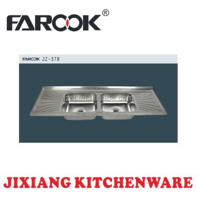 China Without Faucet SUS201 180x50cm Double Bowl With Double Tray Kitchen Butterfly Sink for sale