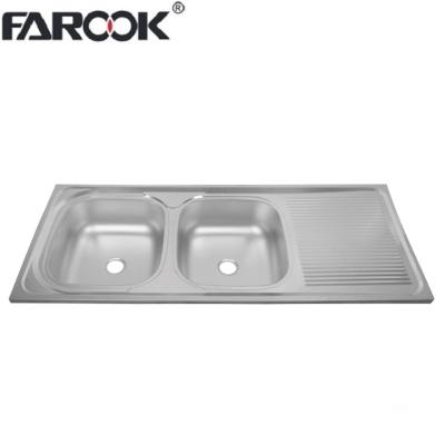 China Hot Selling Faucetless Double Bowl Sinks Stainless Steel Material for sale