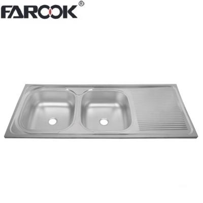 China No Welding Double Faucet Kitchen Sink Bowl Sink for sale