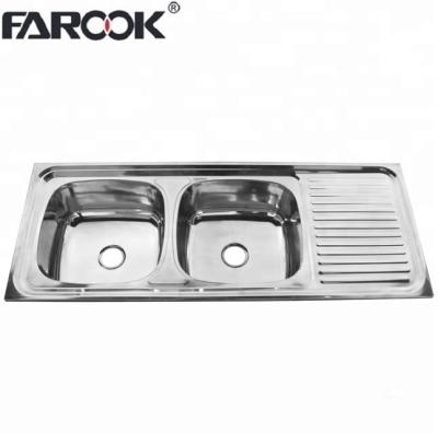 China With Faucet Kuwait Stainless Steel Double Bowl Kitchen Sink for sale