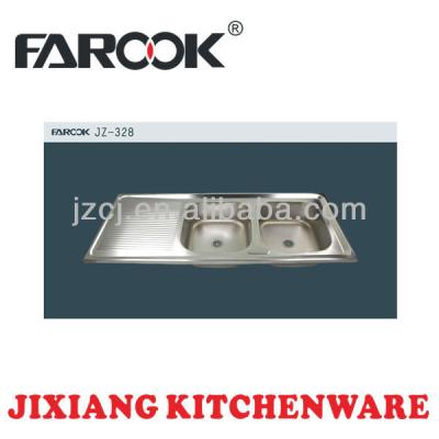 China Without Faucet Double Bowl Kitchen Sink With Drain Single Panels Cheap Price 120x50cm Sink for sale