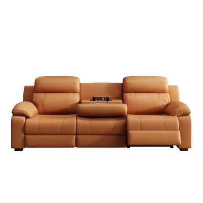 China Modern Genuine Leather Electric Furniture Stretch Sofa Set Recliner Luxury Leather Sofa Bed Upholstery Living Room Furniture for sale