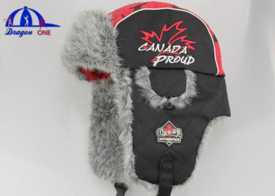 China 100% Polyester / Fake Fur Winter Cap and Hat With Flat Embroidery And Plastic Buckle On Earflag for sale