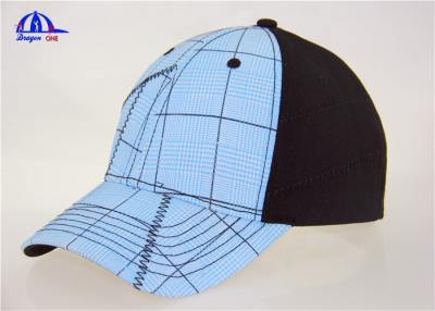 China Cotton Black and Light Blue Custom Baseball Caps , Washed Man Baseball Cap for sale