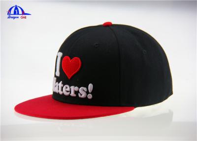 China Black and Red 100% Cotton Woven 3D Embroidery Baseball Caps / Snapback Cap for sale