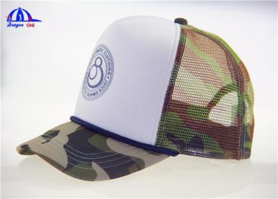 China Custom Embroidered Hats Mesh Trucker Caps With Camo Mesh Back for sale