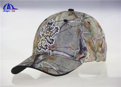 China Six Panel Cool Camo Baseball Caps , Custom Adjustable Embroidered Baseball Cap for sale