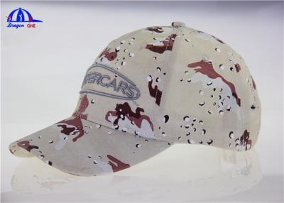 China 6 Panel Embroidery  Camo Baseball Caps , Custom Cotton Baseball Hats for College for sale