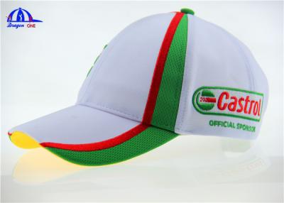 China White Adjustable Baseball Caps / Racing Baseball Hat With 3D Embroidered for sale