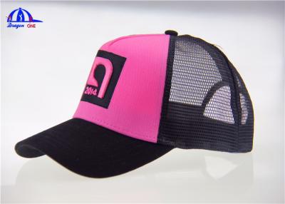 China 55% Cotton 45% Polyester Trucker Mesh Cap Pink And Black Ladies Baseball Caps for sale