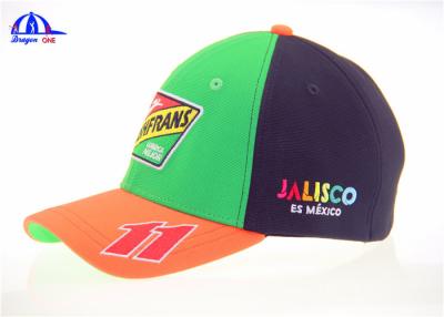 China Embroidered Cool Baseball Caps / Custom Baseball Hats Green Orange Black for sale