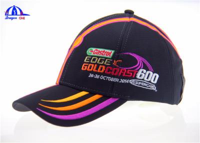 China 6 Panel Polyester Racing Baseball Caps Custom Baseball Hats With fFlat Embroidery for sale