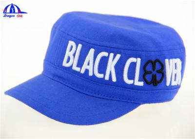 China Blue Cotton Canvas Woven Military Baseball Caps  With 3D Embroidery Logo for sale