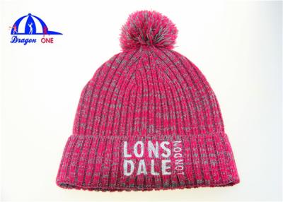 China Personalized Girls Knitted Beanie Hats / Acrylic Beanie Ski Winter Hats With Embroidery for sale