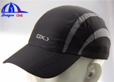 China Breathable Custom Running Hats / Baseball Caps with Reflective Printing Logo for sale