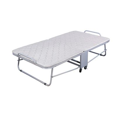 China Comfortable folding guest bed with metal frame and reversible memory foam mattress for sale