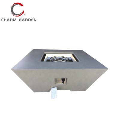 China Stocked Gas Fire Pit Table in GRC / Concrete Material and Square Shape for Your Outdoor Living for sale