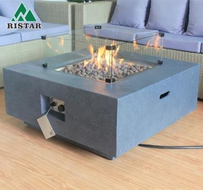 China Stored Outdoor Square Gas Cast Concrete Fire Pit Table In Patios for sale