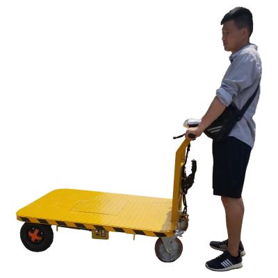 China Large Capacity Transport Cargo Hand Truck For Construction Platform Small Electric Transporter Electric Flat Bed Trolley for sale