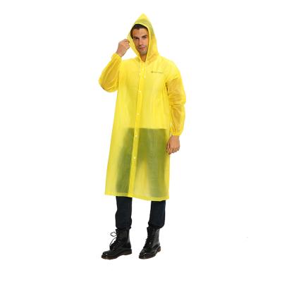 China Single Person Raincoats Portable Disposable PEVA Poncho Eco-friendly Yellow Adult Raincoat For Cycling for sale