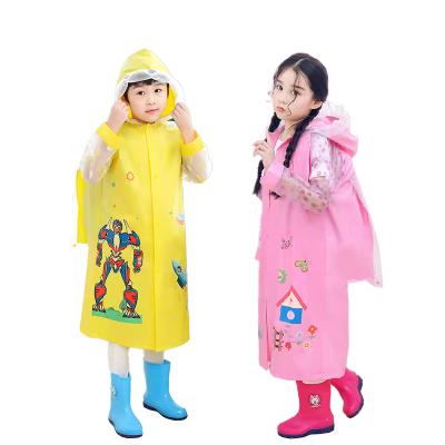 China Custom Cute Reusable Raincoat Raincoat Reusable Waterproof Clothes Single Cartoon Children Cute Kids Raincoat Kids Backpack Rain Coat for sale