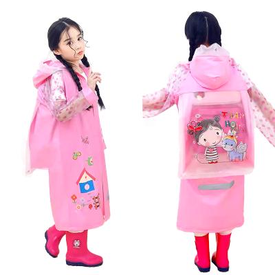 China Wholesale cute waterproof reusable children's raincoats PVC raincoat design backpack plastic raincoat bachelor cartoon kids raincoat for sale