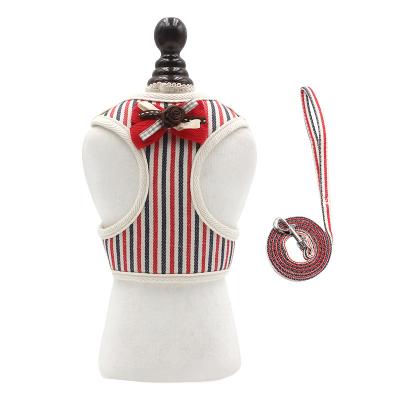 China Custom Safety Pet Supplies New Style Pet Puppy Breathable Leash Vest Chest Strap Striped Chest Harness for sale