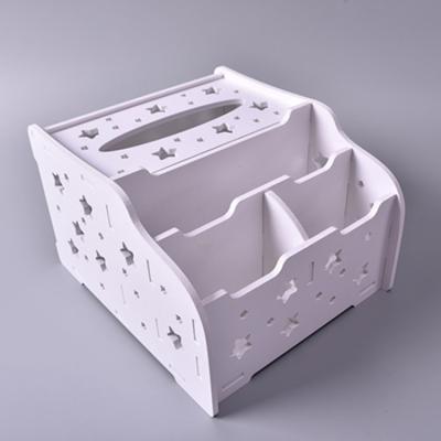 China Table Management H0313 Carved Wood Desk Organizer WPC Make Up Organizer Tissue Box Desk Organizer for sale