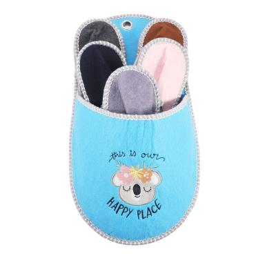 China Winter Unisex Narrow Toe Warm Closed Toe Fleece Indoor Family Slippers Felt Set for sale