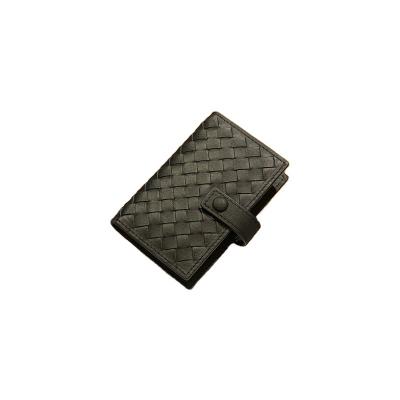 China Wholesale Handcrafted Weave Clutch Wallet Scare Woven Leather Wallet Men's and Women's Credit Cards for sale