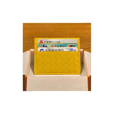 China Carry Wholesale Customizable LOGO Good Quality Weave Credit Card Holders Ultrathin Wallet Card Holder for sale