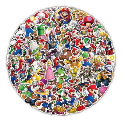 China Hot Sale 100Pcs Mario Game Character Decorative Stickers PVC MB 30001 For Kid Notebook Wall Window Waterproof Toy Decals Decor for sale