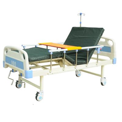 China HC-M006 Sturdy ABS Material Single and Double Crank Manual Bed Hospital Folding Bed Two-function Nursi for sale