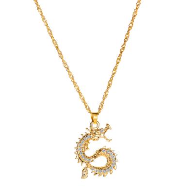 China FASHIONABLE Vietnam Thailand Zodiac Flying Dragon Gold Plated Zirconium Dragon Necklace Stone Clavicle New Dragon Pendant Twelve Free Sample for sale