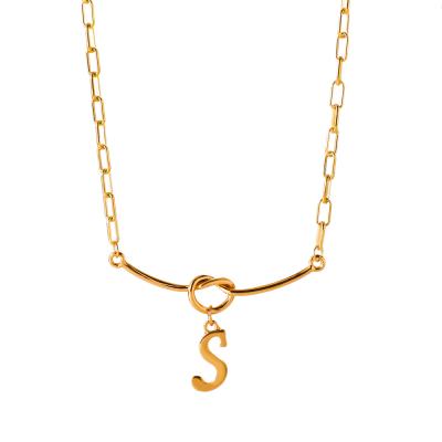 China FASHIONABLE Cold Wind Free Border Alloy Knotted Clavicle Chain Letter S Necklace Witness Necklace New for sale