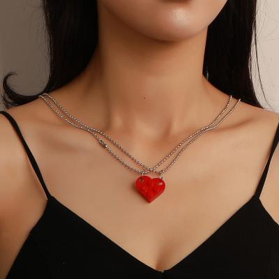 China Interest savory heart romantic free sample love alloy best friend couples necklace legoing multicolor jewelry for sale