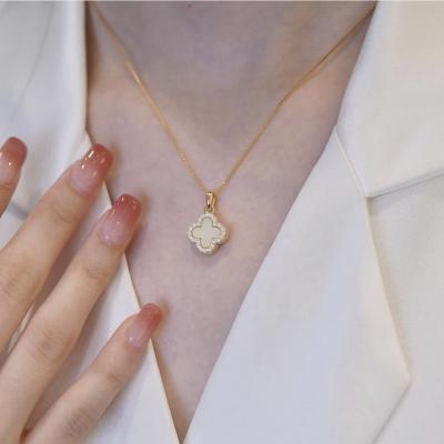 China Free sample border fashion accessories TRENDY a double wearing jewelry silver zircon simple clover 925 style necklace for sale