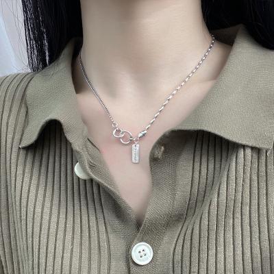 China Sterling Silver Thai Brand Hip Fresh Net Red Hop Sterling Silver Thai Brand Casual/Sporty 925 Silver Square Women's Retro Necklace Free Sample for sale