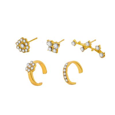 China Wholesale FASHIONABLE network red temperament free sample Korean simple zircon earring set multi-functional fashion ear c-shaped clip for sale