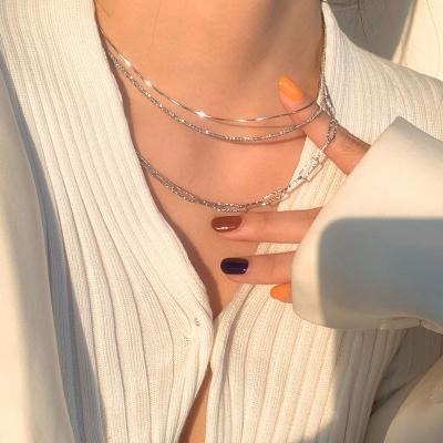 China FASHIONABLE Free Necklace As Sterling Silver Necklace Multilayer Stacked Clavicle Chain 2021 Simple Necklace Ins Cool Wind Necklace New for sale